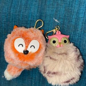 Bath & Body Works Orange Fox and Pink Owl Keychain Hand sanitizer holder